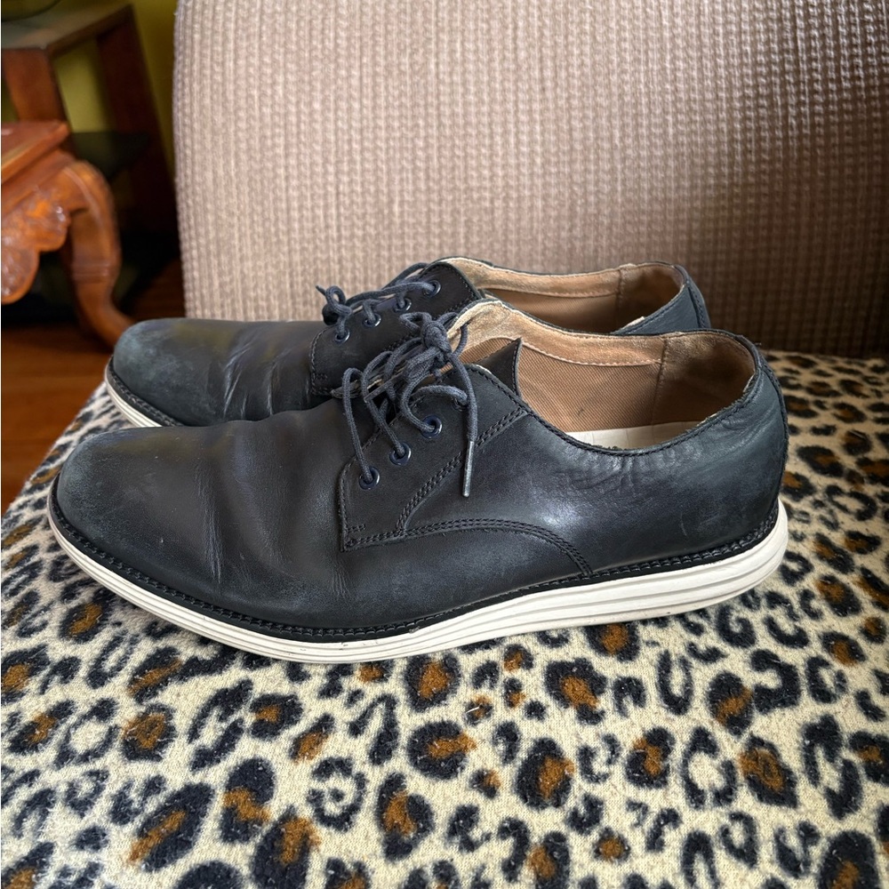 Cole Haan Grand Leather Oxford Shoes Black Mens 10 Casual Comfort Dress